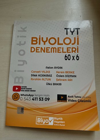 TYT Biyoloji Denemeleri 60x6 Video Çözümlü