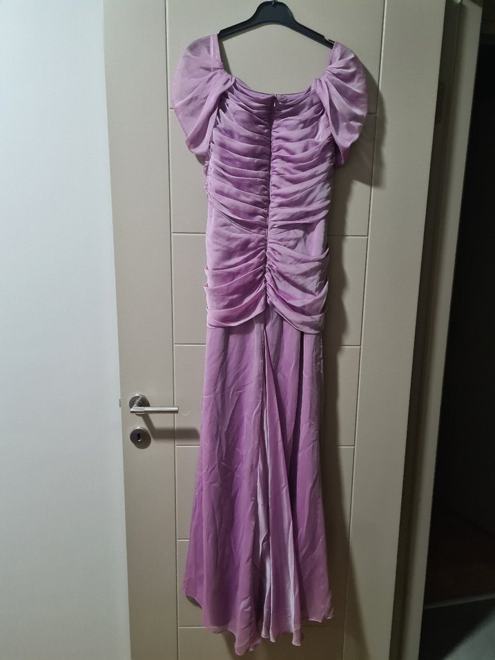 Drapeli Mor Uzun Abiye Elbise - Görsel 2