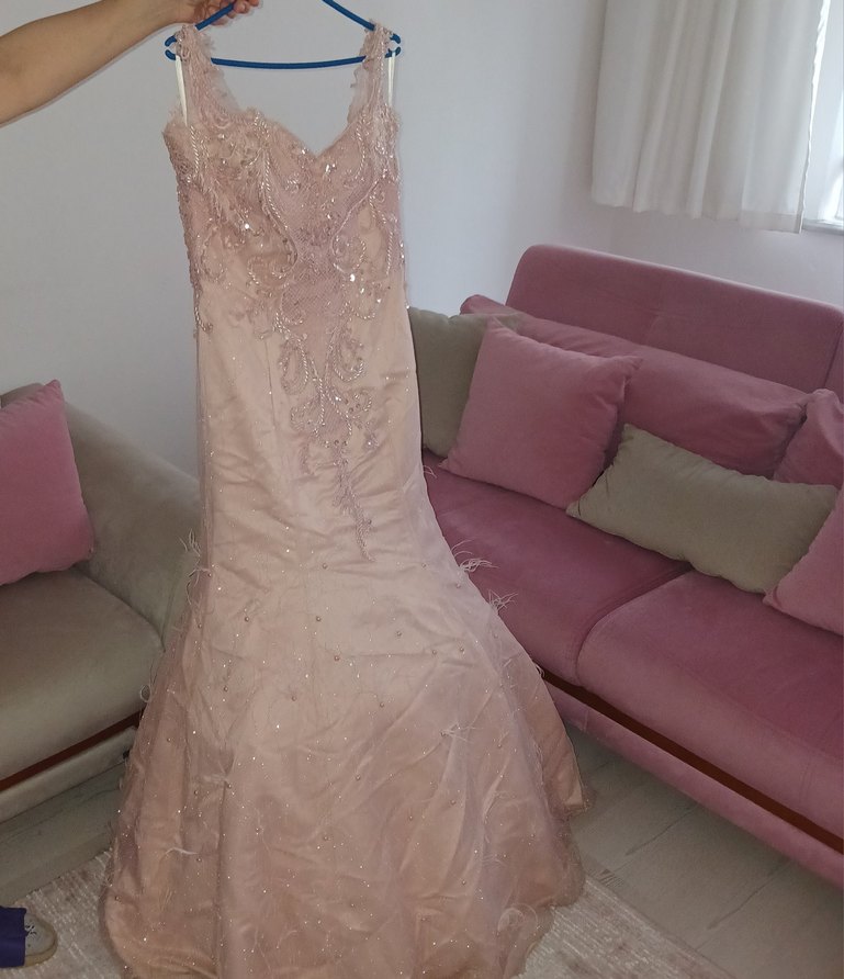 Pembe düğünlük Uzun Abiye Elbise uygun - Görsel 2