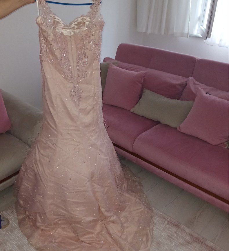 Pembe düğünlük Uzun Abiye Elbise uygun - Görsel 4