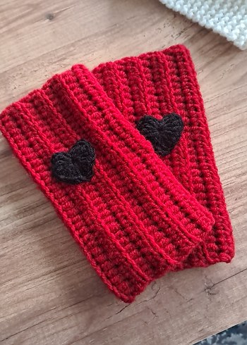 Kırmızı Örgü Kadın Eldiven - Görsel 2