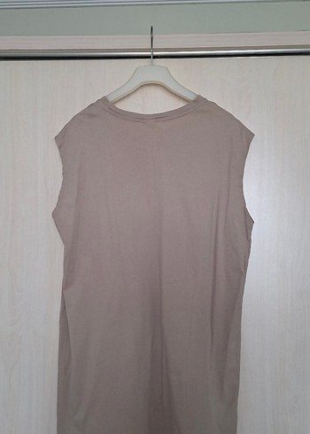 Kadın Bej Salaş Kolsuz Midi Elbise - Görsel 5