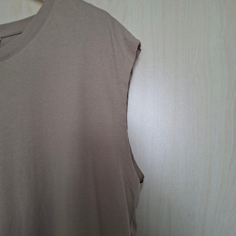 Kadın Bej Salaş Kolsuz Midi Elbise - Görsel 2