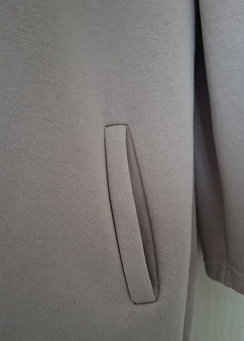 Çıtçıtlı Uzun Gri Kadın Hırka - Görsel 4