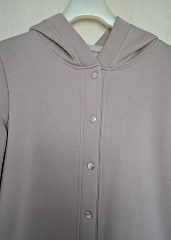 Çıtçıtlı Uzun Gri Kadın Hırka - Görsel 5