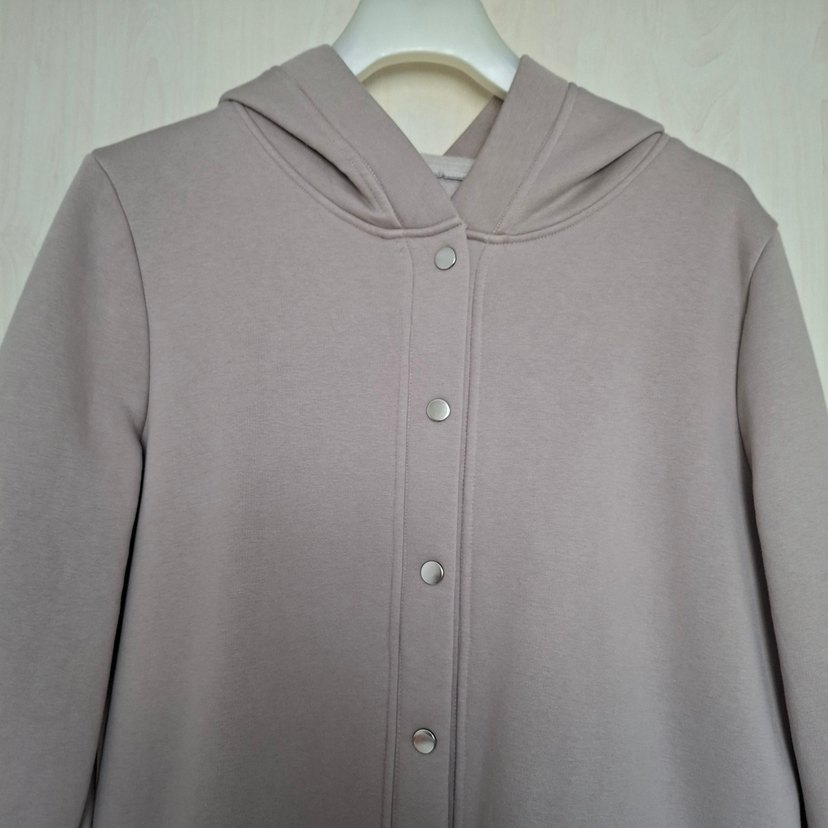 Çıtçıtlı Uzun Gri Kadın Hırka - Görsel 5