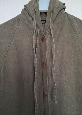 Düğmeli Reglan Kol Kapüşonlu Trençkot - Görsel 4