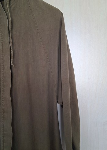 Düğmeli Reglan Kol Kapüşonlu Trençkot - Görsel 2