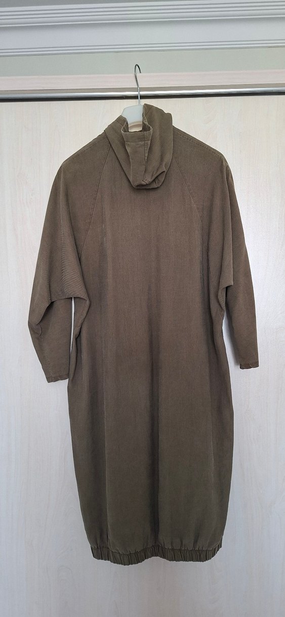 Düğmeli Reglan Kol Kapüşonlu Trençkot - Görsel 5