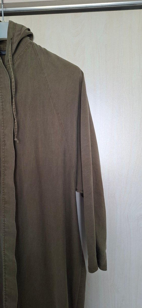 Düğmeli Reglan Kol Kapüşonlu Trençkot - Görsel 2