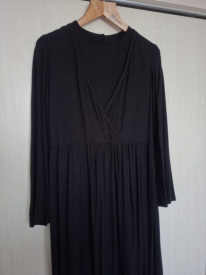 Uzun Kollu Siyah Kadın Elbise - Görsel 3