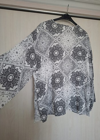 LC Waikiki Bohem Desenli Gri Midi Kimono