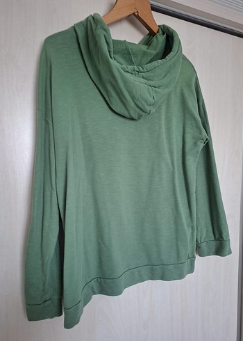 Yeşil Kapüşonlu Uzun Kollu Kadın Sweatshirt - Görsel 5