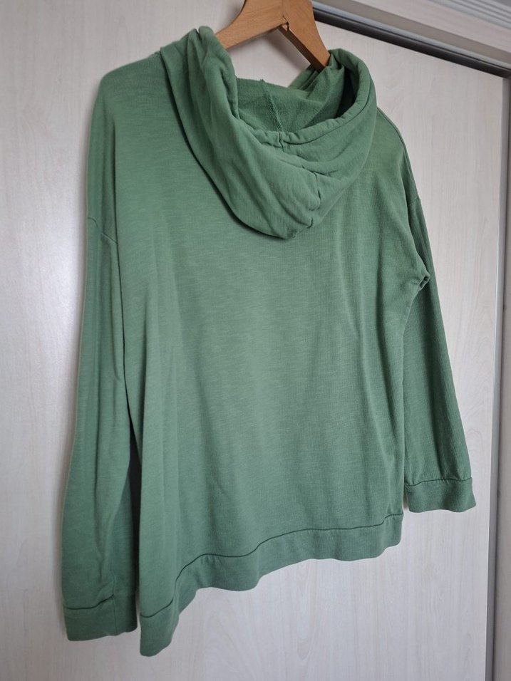 Yeşil Kapüşonlu Uzun Kollu Kadın Sweatshirt - Görsel 5