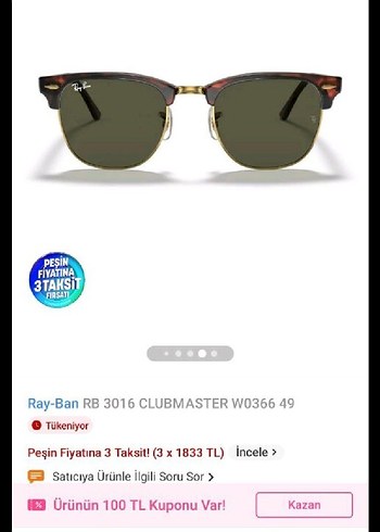 Ray-Ban Kadın Kahverengi Clubmaster Gözlük