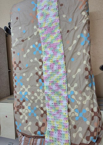 Pastel Renkli alize puffy atkı - Görsel 5