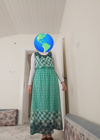Yeşil Uzun Bohem Salaş Elbise