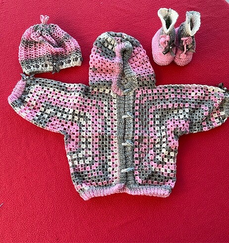 Standart Beden Beden gri Renk Haute Couture Babylady Grey Love Cardigan