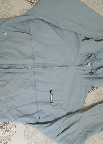 Kadın Gri Kapüşonlu Kısa Denim Ceket m - Görsel 2