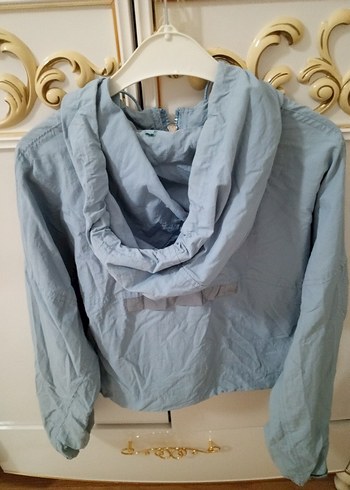 Kadın Gri Kapüşonlu Kısa Denim Ceket m - Görsel 5