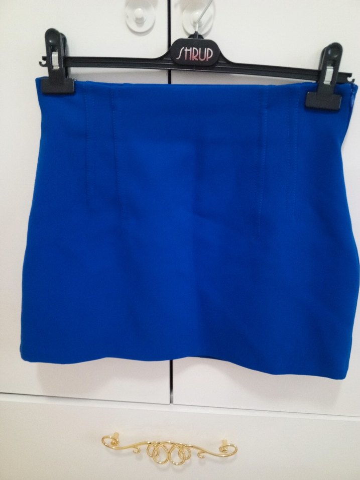 Kadın Mavi Mini Etek zara m yeni - Görsel 5
