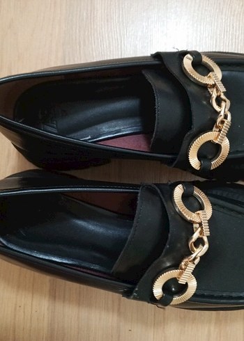 Zincir Detaylı Siyah Deri Kadın Loafer yeni zara 37 no - Görsel 7