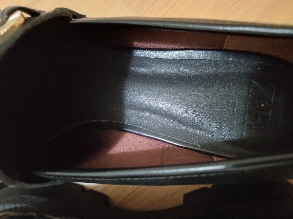 Zincir Detaylı Siyah Deri Kadın Loafer yeni zara 37 no - Görsel 4