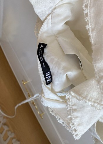 Saray Beyaz Keten Fırfırlı Bolero  m bden orjinal - Görsel 3