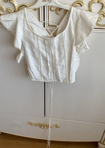 Saray Beyaz Keten Fırfırlı Bolero  m bden orjinal - Görsel 2