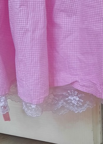 7 Yaş Beden pembe Renk Pembe Dantel Detaylı Kolsuz Kız Elbise