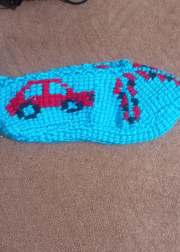 Renkli Nakışlı Örgü Erkek Bebek Patikleri - Görsel 2