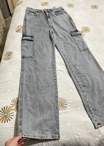 Gri Bol kesim pantolon - Görsel 4