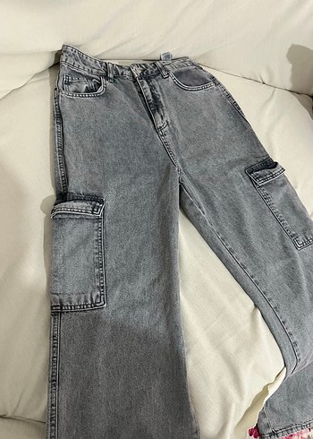 Gri Bol kesim pantolon - Görsel 3