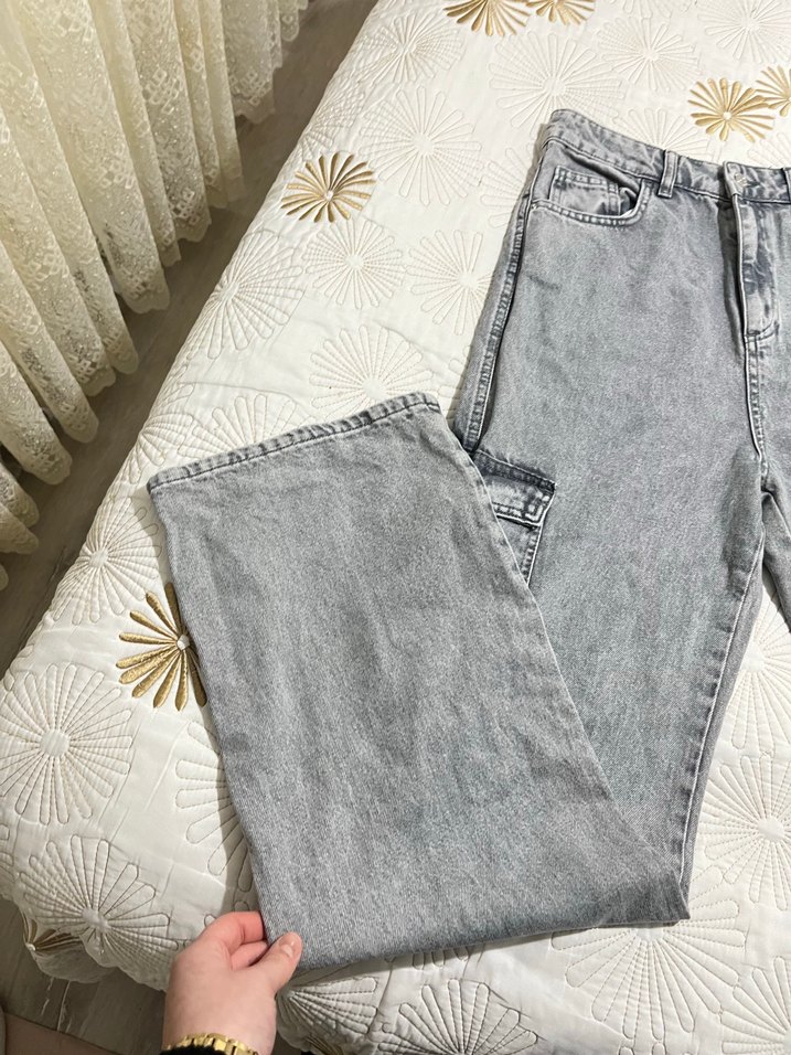 Gri Bol kesim pantolon - Görsel 2