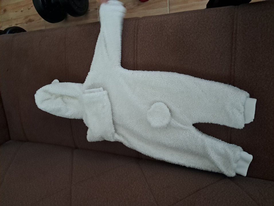 Beyaz Kürklü Bebek Kız Tulumu - Görsel 2