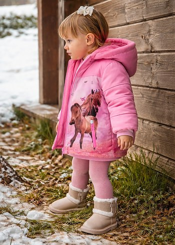 Kız Çocuk Pembe Kapüşonlu Baskılı Mont 3.4 yaş - Görsel 2