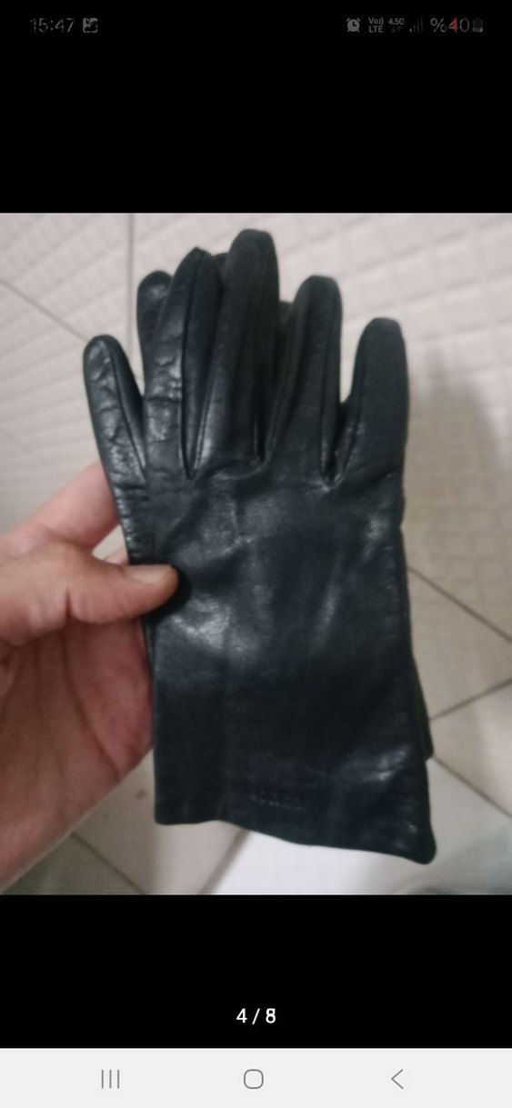 Siyah Deri Gotik Kadın Eldiveni - Görsel 4