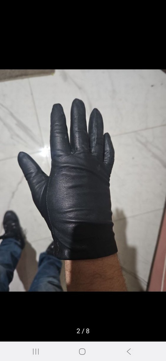 Siyah Deri Gotik Kadın Eldiveni - Görsel 2