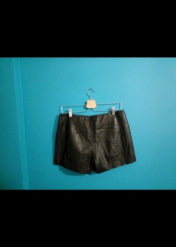 Siyah Deri Mini Şort - Görsel 2