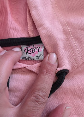 Pembe Kapüşonlu çocuk Sweatshirt - Görsel 5