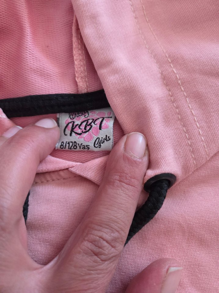 Pembe Kapüşonlu çocuk Sweatshirt - Görsel 5
