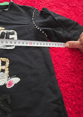 Kız Çocuk Siyah Payetli Kapüşonlu Sweatshirt - Görsel 3