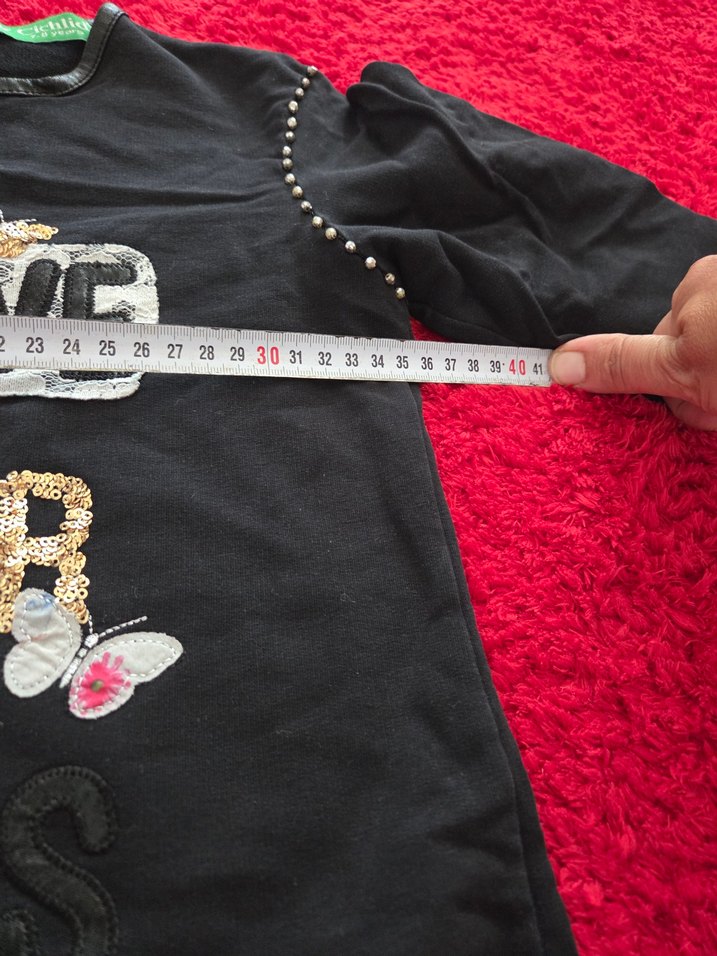 Kız Çocuk Siyah Payetli Kapüşonlu Sweatshirt - Görsel 3