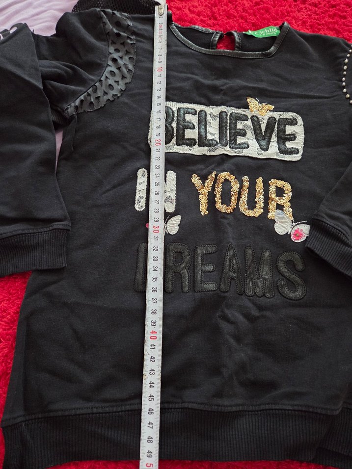 Kız Çocuk Siyah Payetli Kapüşonlu Sweatshirt - Görsel 2