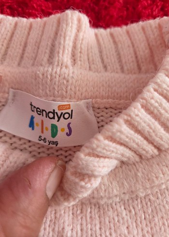 Kız Çocuk Pembe Nakışlı Triko Kazak - Görsel 3