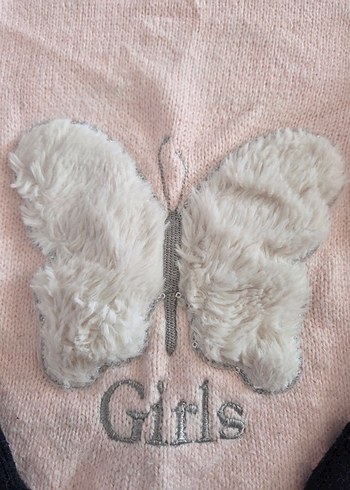 Kız Çocuk Pembe Nakışlı Triko Kazak - Görsel 2