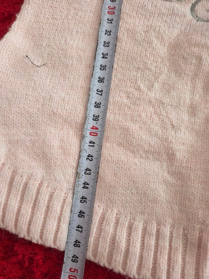 Kız Çocuk Pembe Nakışlı Triko Kazak - Görsel 4