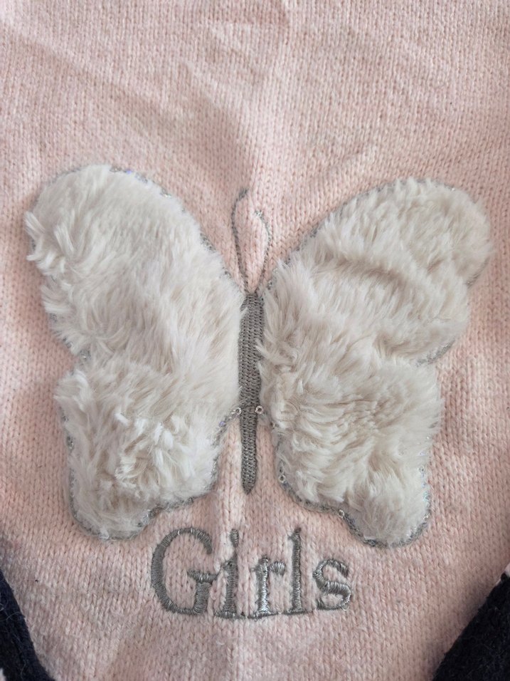 Kız Çocuk Pembe Nakışlı Triko Kazak - Görsel 2