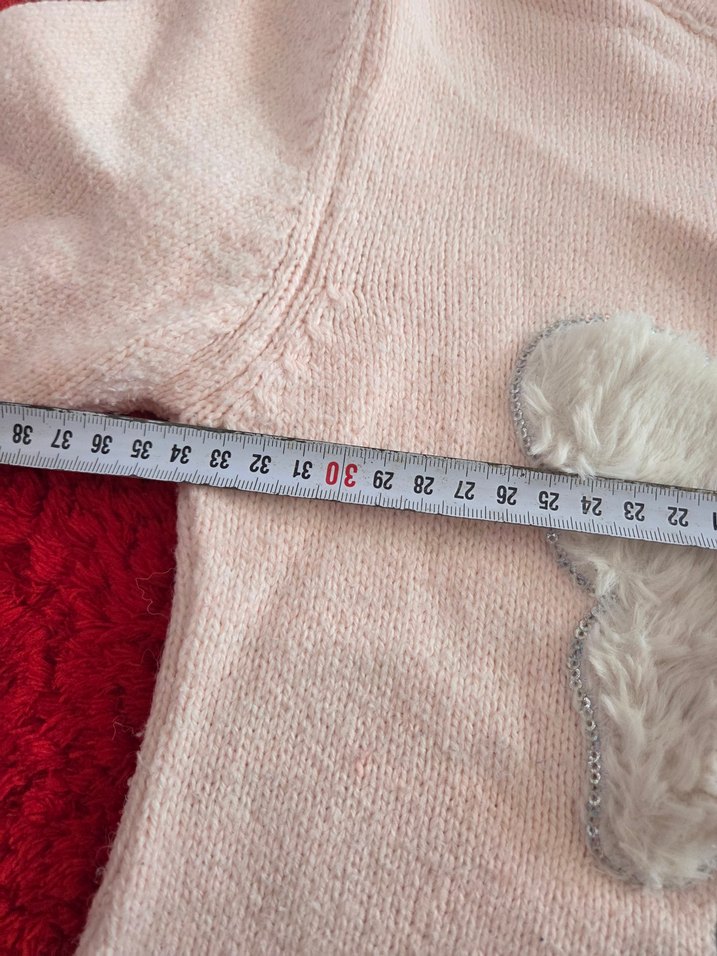 Kız Çocuk Pembe Nakışlı Triko Kazak - Görsel 5