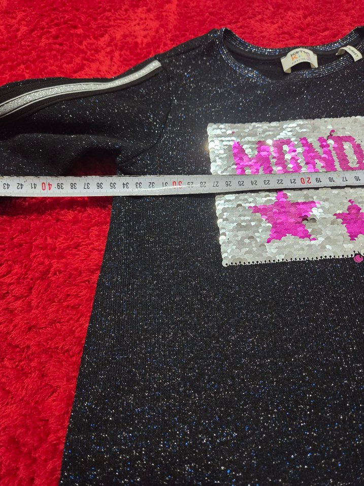 Kız Çocuk Siyah Payetli Uzun Kollu Elbise - Görsel 4